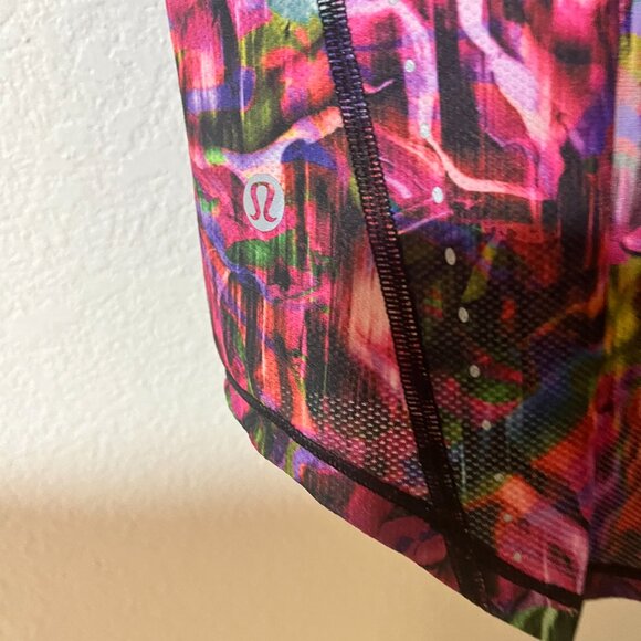 Lululemon Mesh Lined Running Yoga Hip Length Top Vivid Multicolor Size XS (2). - Picture 4 of 6